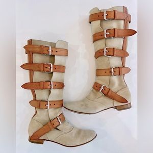 Vivienne Westwood tan suede pirate boots